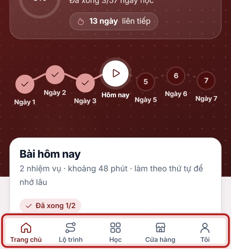 Thanh dưới màn hình trên điện thoại